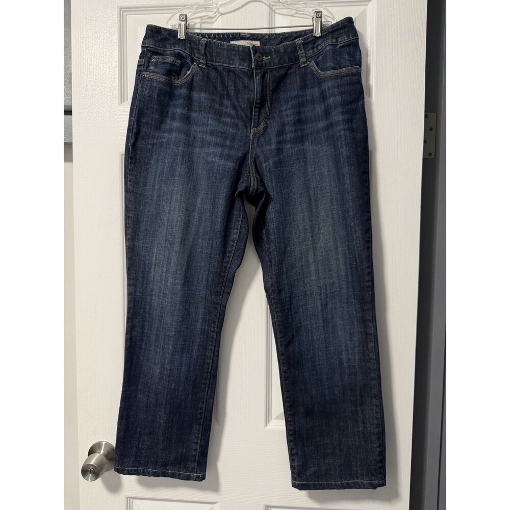 Chico’s Platinum Women’s Size 2 Short Straight Leg Stretch Jeans Medium Wash